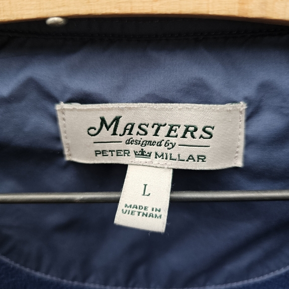 Peter Millar Masters Quarter Zip Blue Pullover Mens L Chest Pocket Navy Stain - Picture 3 of 9